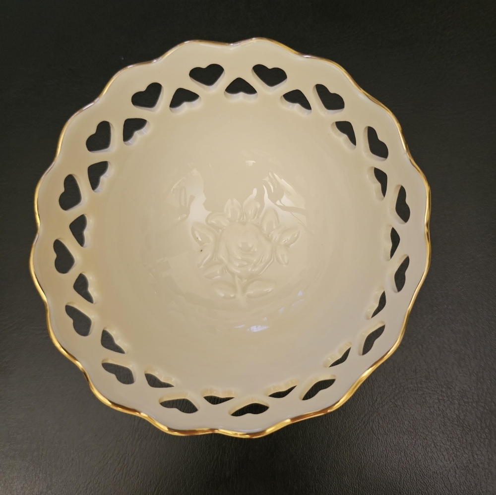 Lenox Cream Porcelain Dish with Gold Logo Accent